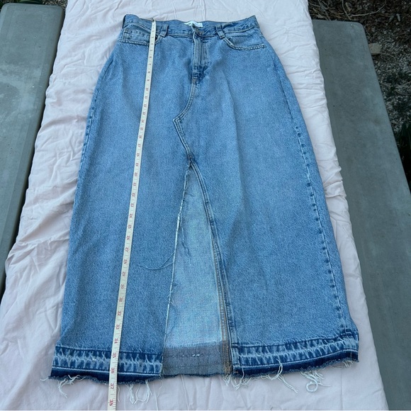 Zara Denim Midi Maxi Skirt, Size L Boho Streetwear Y2K - Picture 7 of 13